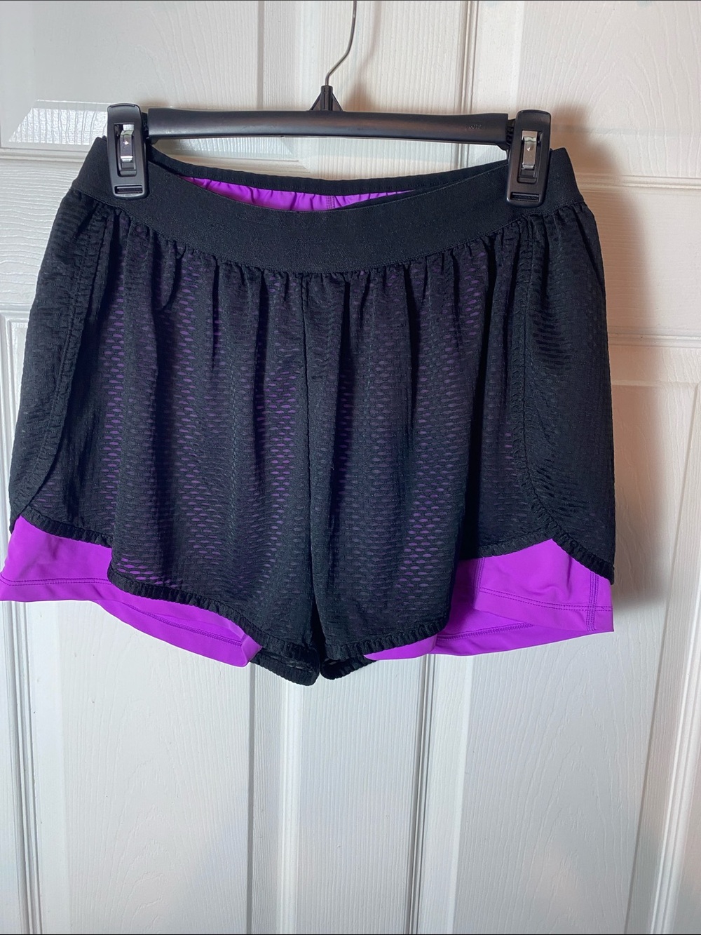 Beroy Women's Mid-Rise Active Compression Mesh 2 in 1 Training Running Shorts